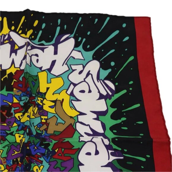 HERMES Carre 40 Graffiti Scarf Silk Black Multicolor Auth - Picture 4 of 7